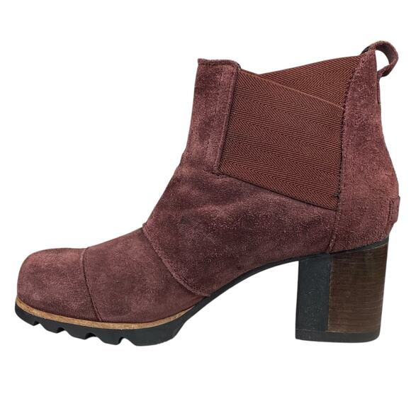 Sorel Women’s Addington Purple Suede Block Heel Ankle Boot Size US 6.5 - Picture 2 of 11